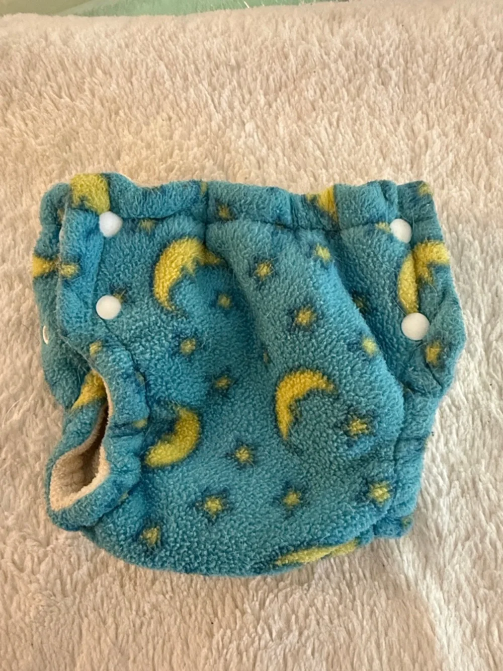 5/$25 Kids Adjustable Cloth Diaper Blue Moon & Star Fleece Cloth Snap Closure